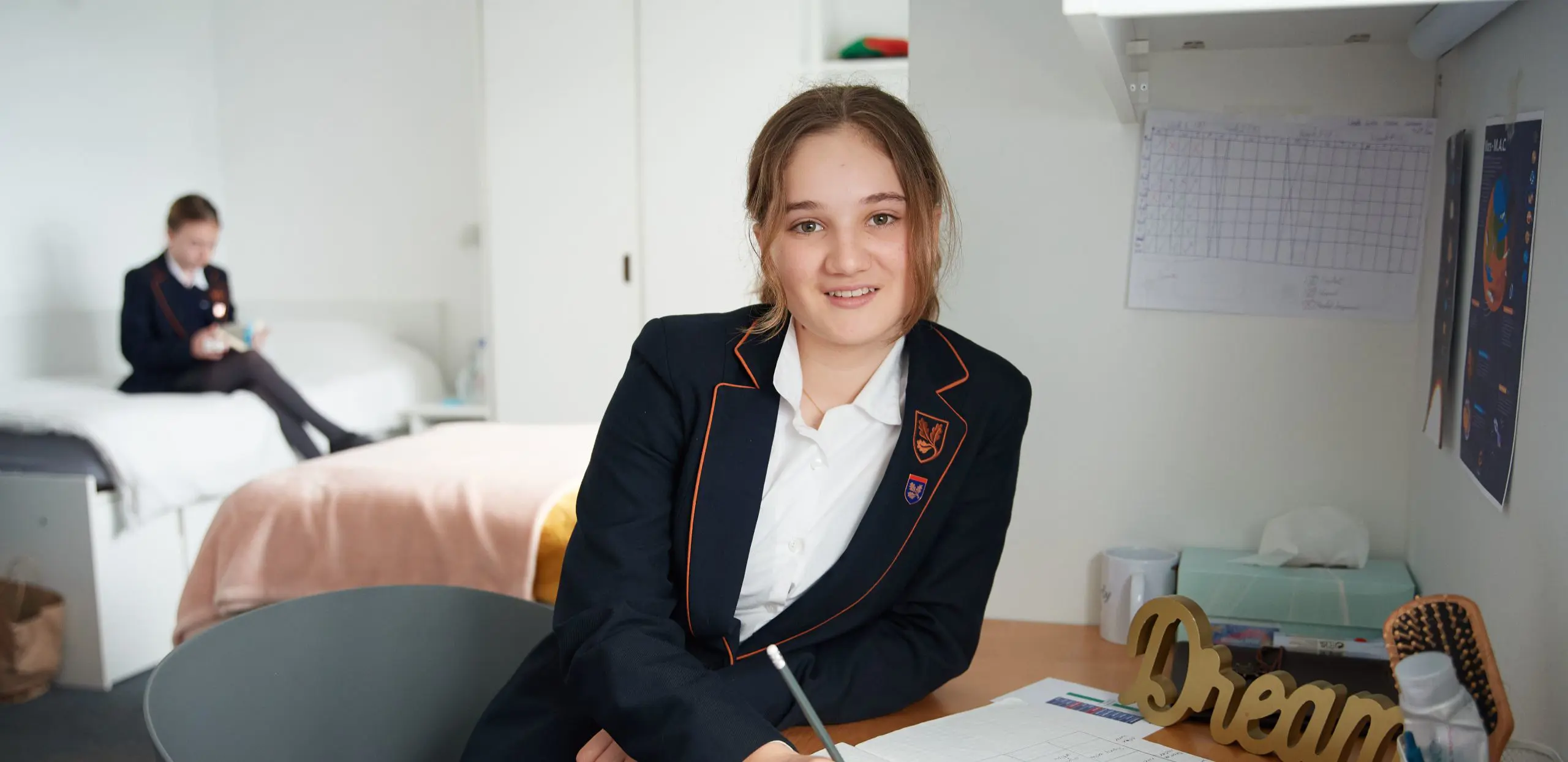 Modern boarding facilities with younger students sharing three bed ensuite rooms