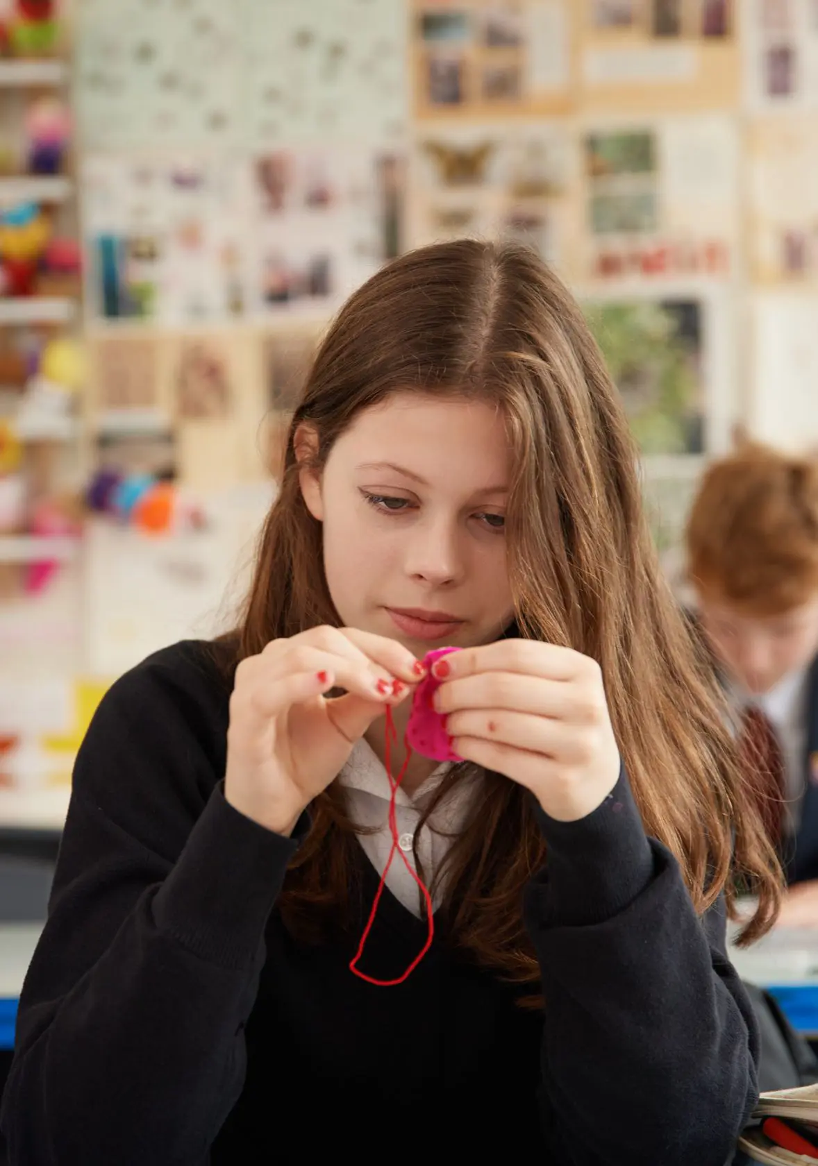 Student doing crafts