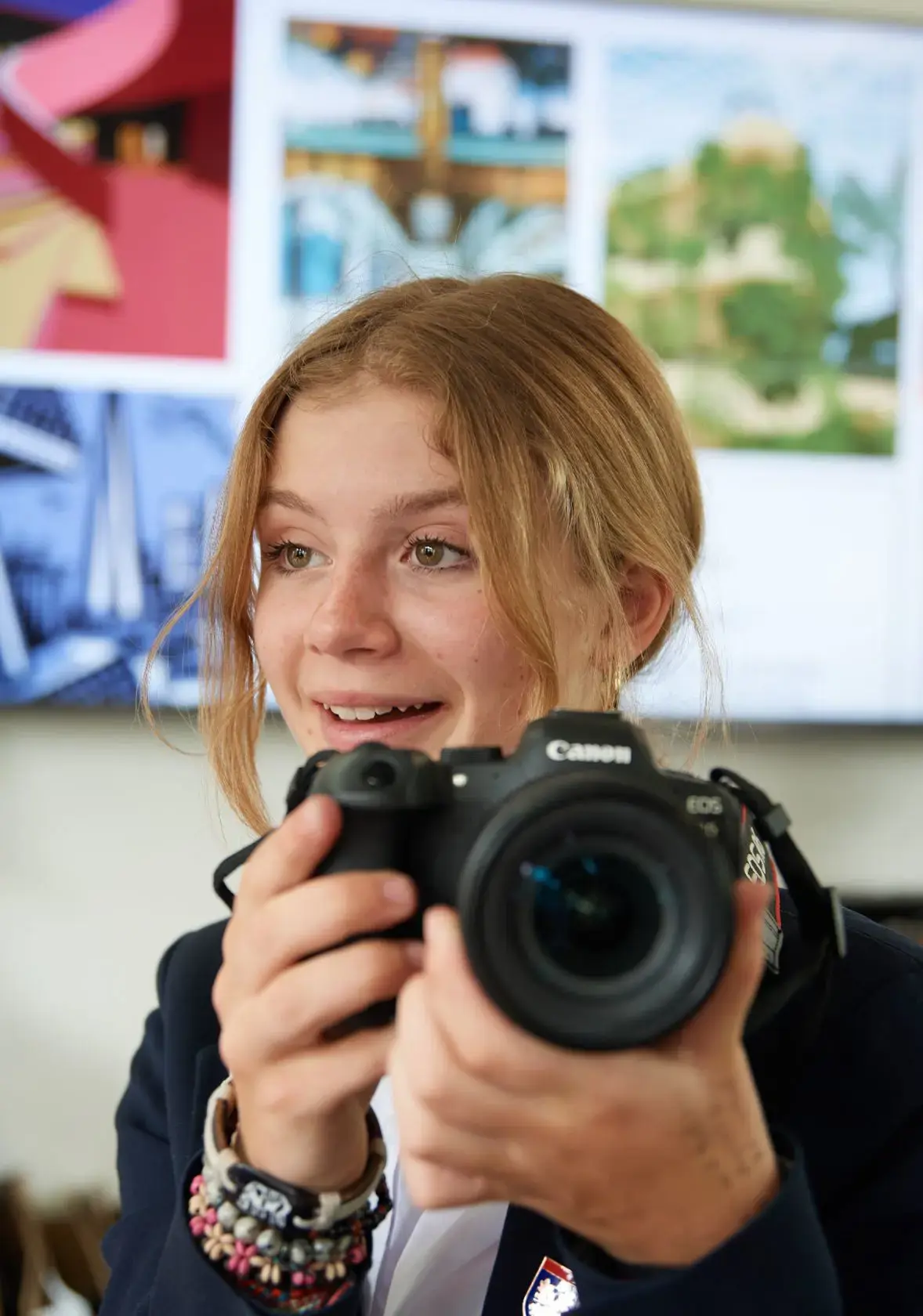 Student taking photos