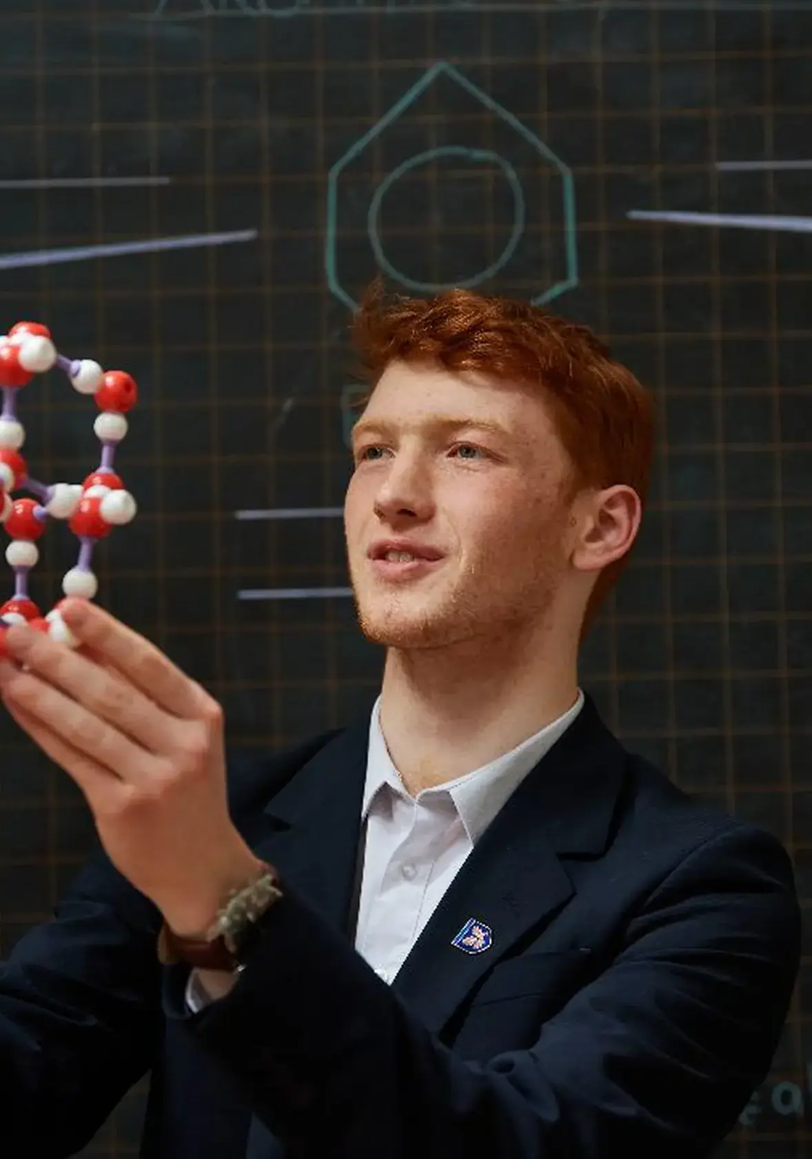 Boy in science lesson