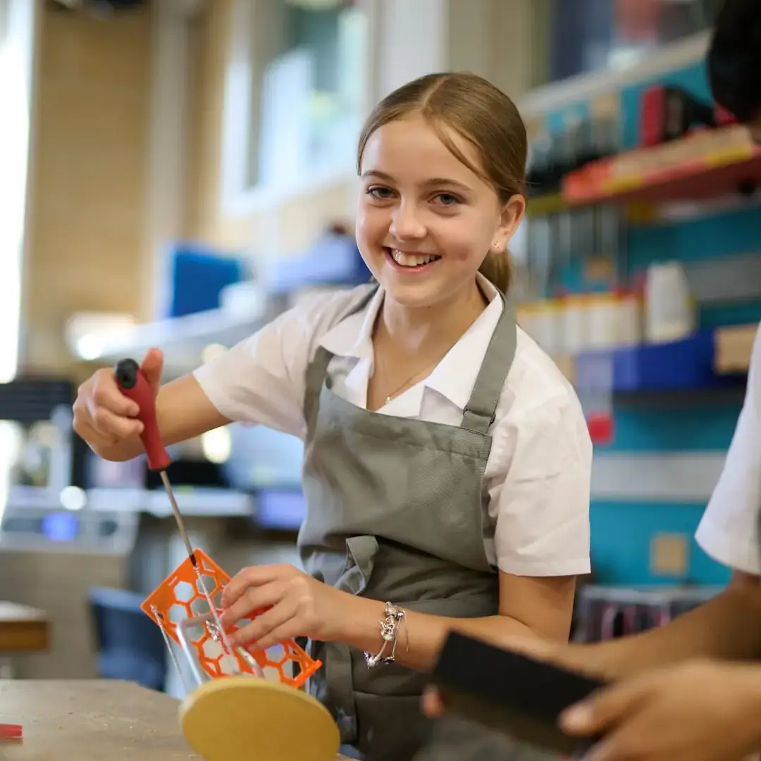 Young student doing task