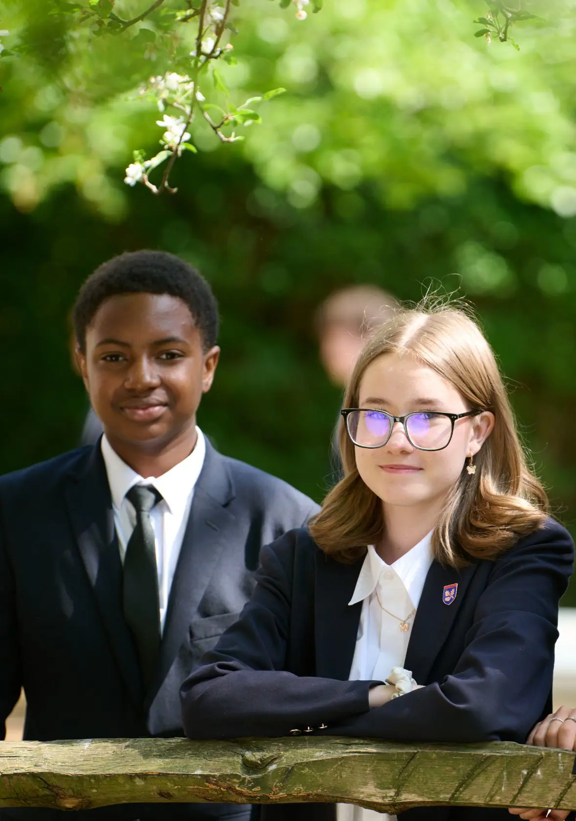 Two student stood outside