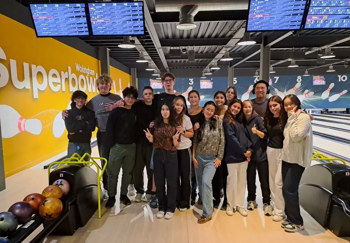 Students on bowling outing