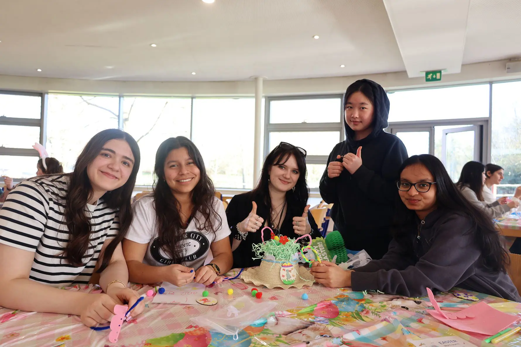 Student doing Easter crafts