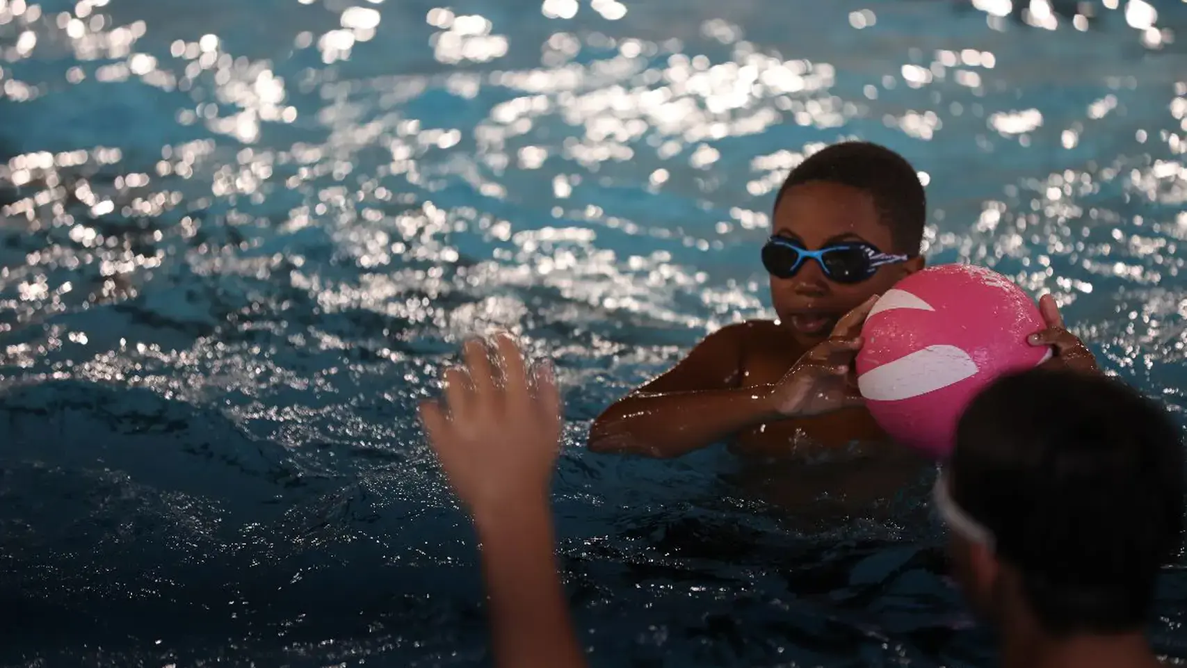 Student in swimming pool