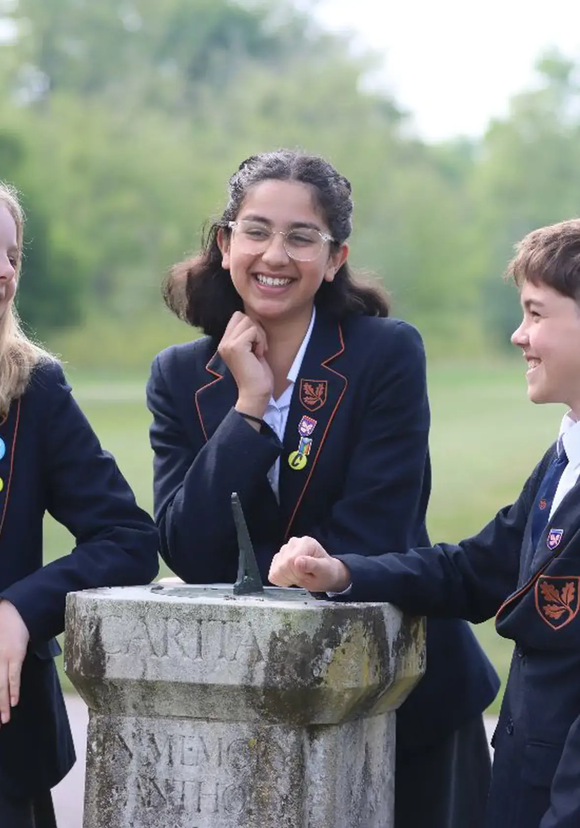 Three students outside