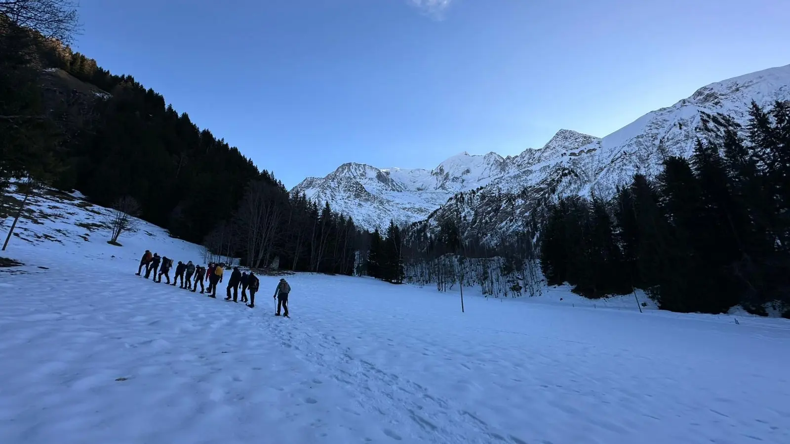 Pupils snowshoeing in the French Alps