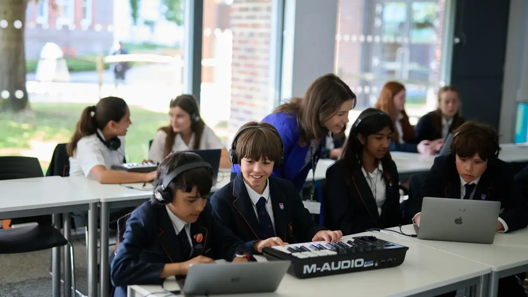 Students in music classroom