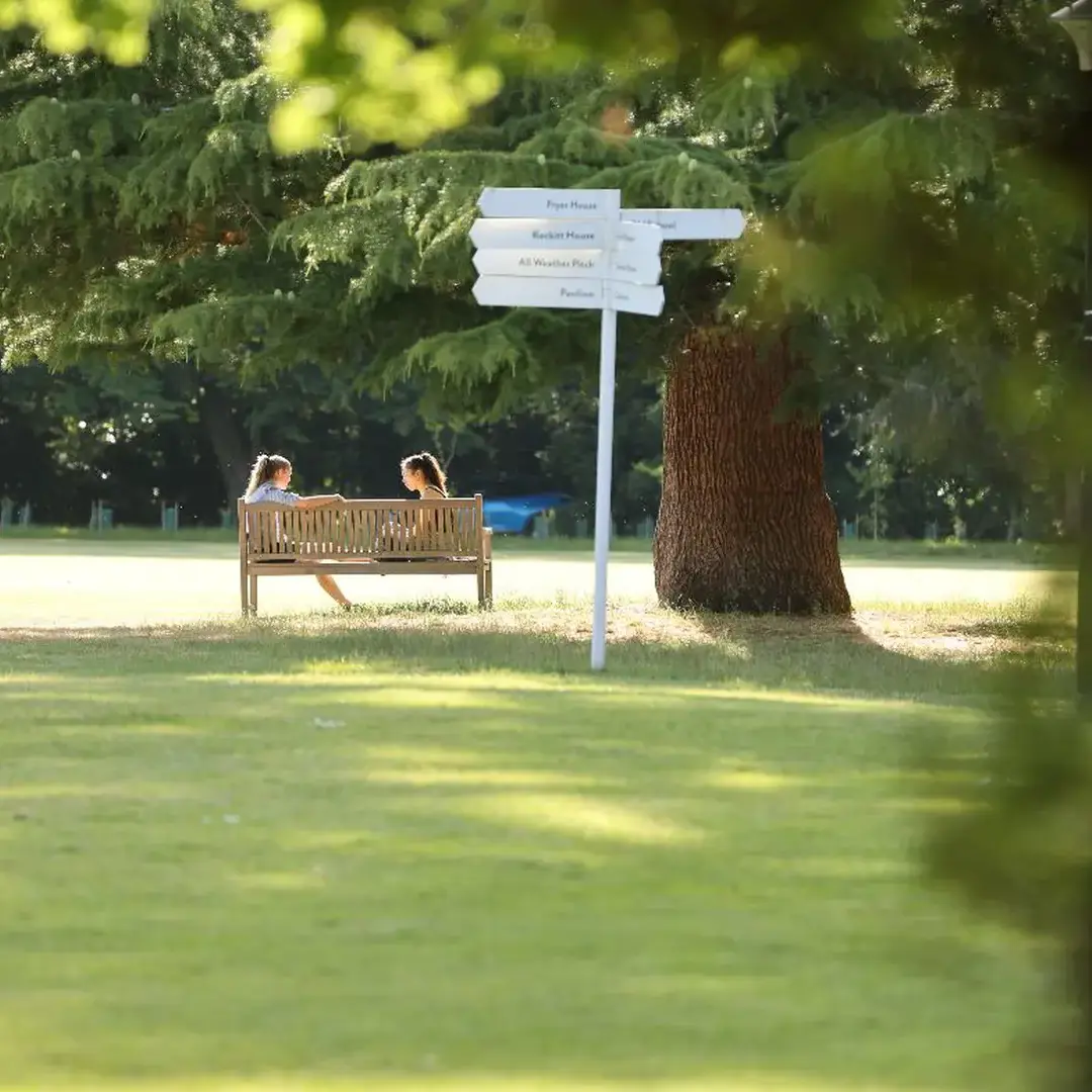 Students on bench at Leighton Park