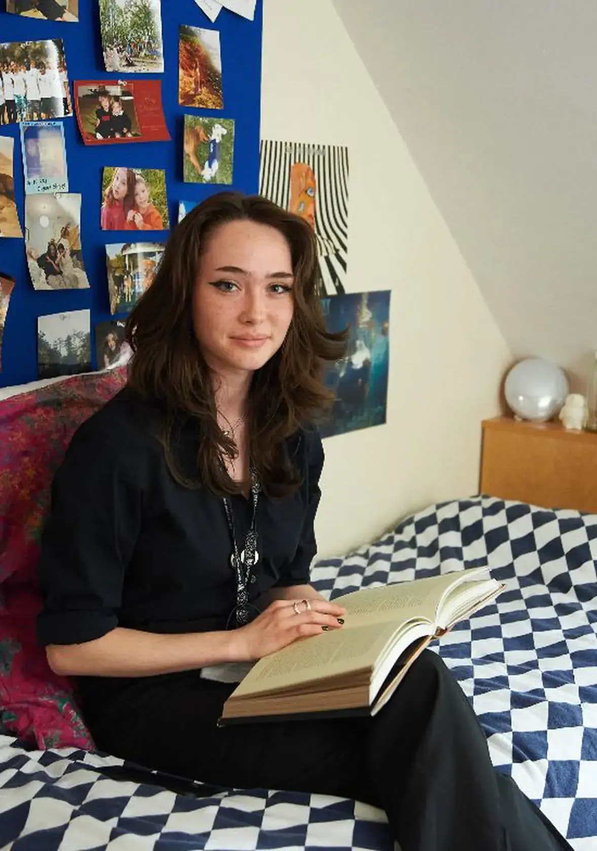 Female student working in bedroom