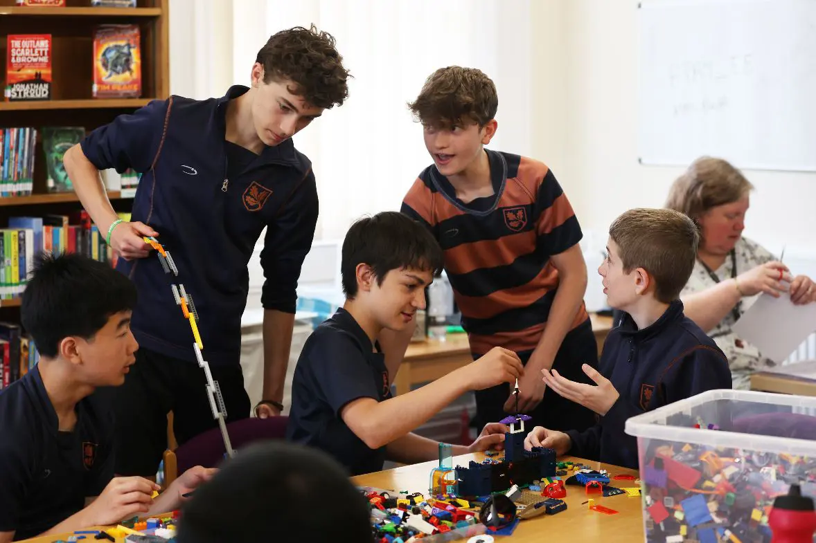 Boys building in class