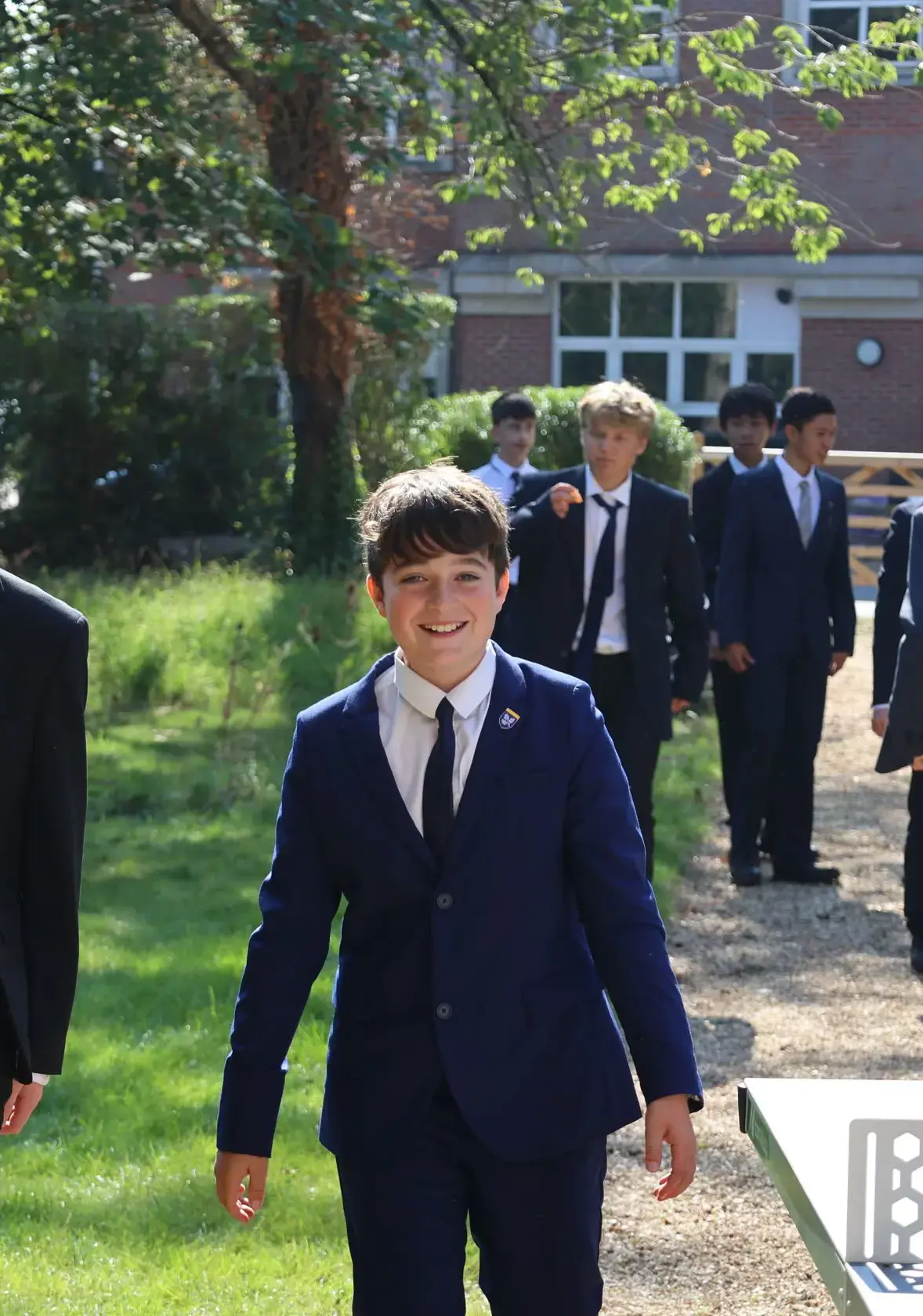 Young boy walking to school