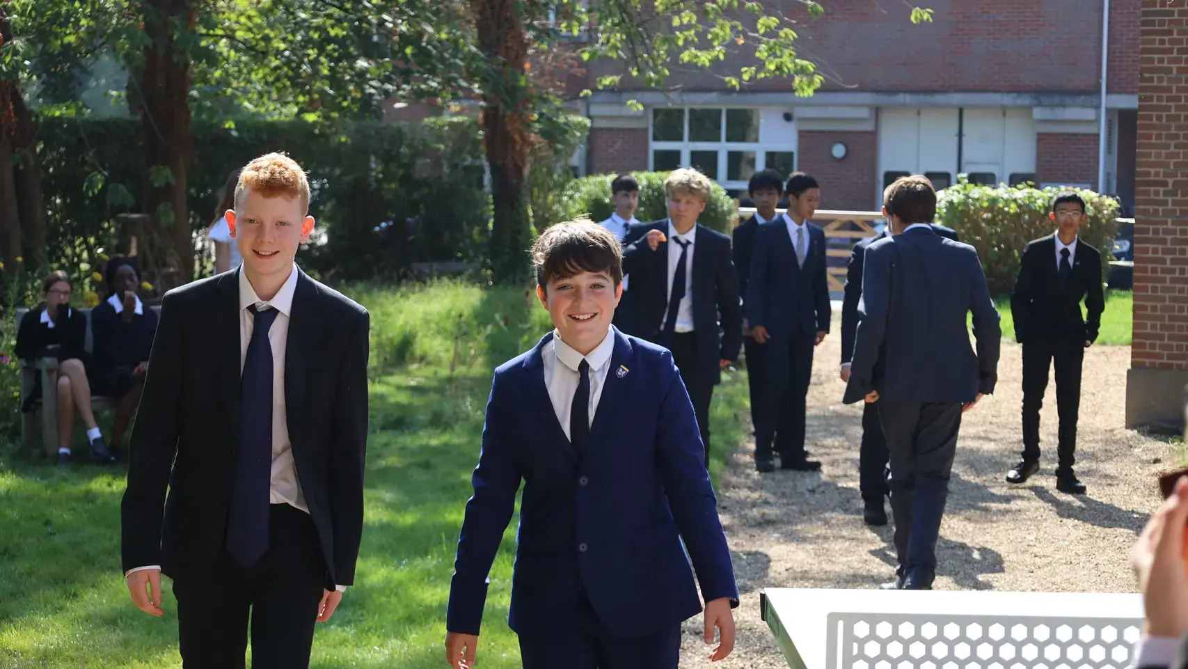Year 9 boys walking to class